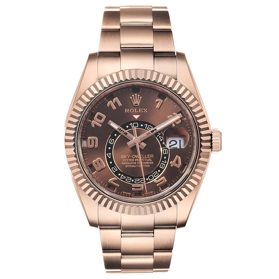Rolex Sky-Dweller Chocolate Brown Everose Gold Mens Watch 326935 Card SwissWatchExpo