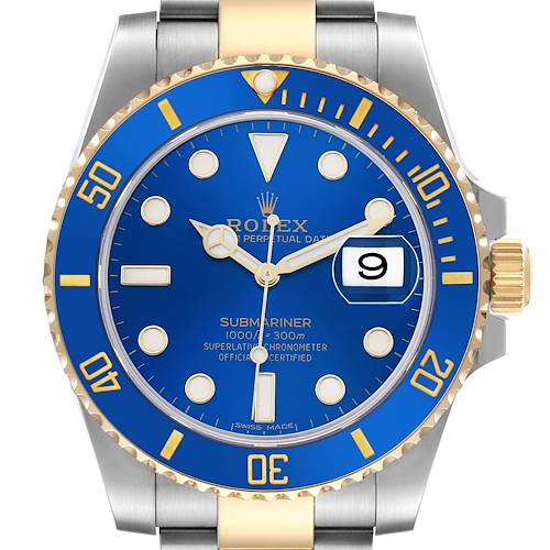 Photo of Rolex Submariner Steel Yellow Gold Blue Dial Bezel Mens Watch 116613