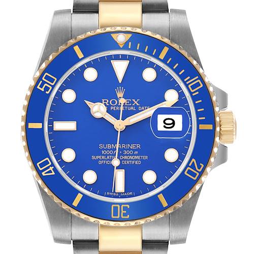 Photo of Rolex Submariner Steel Yellow Gold Blue Dial Bezel Mens Watch 116613 Card