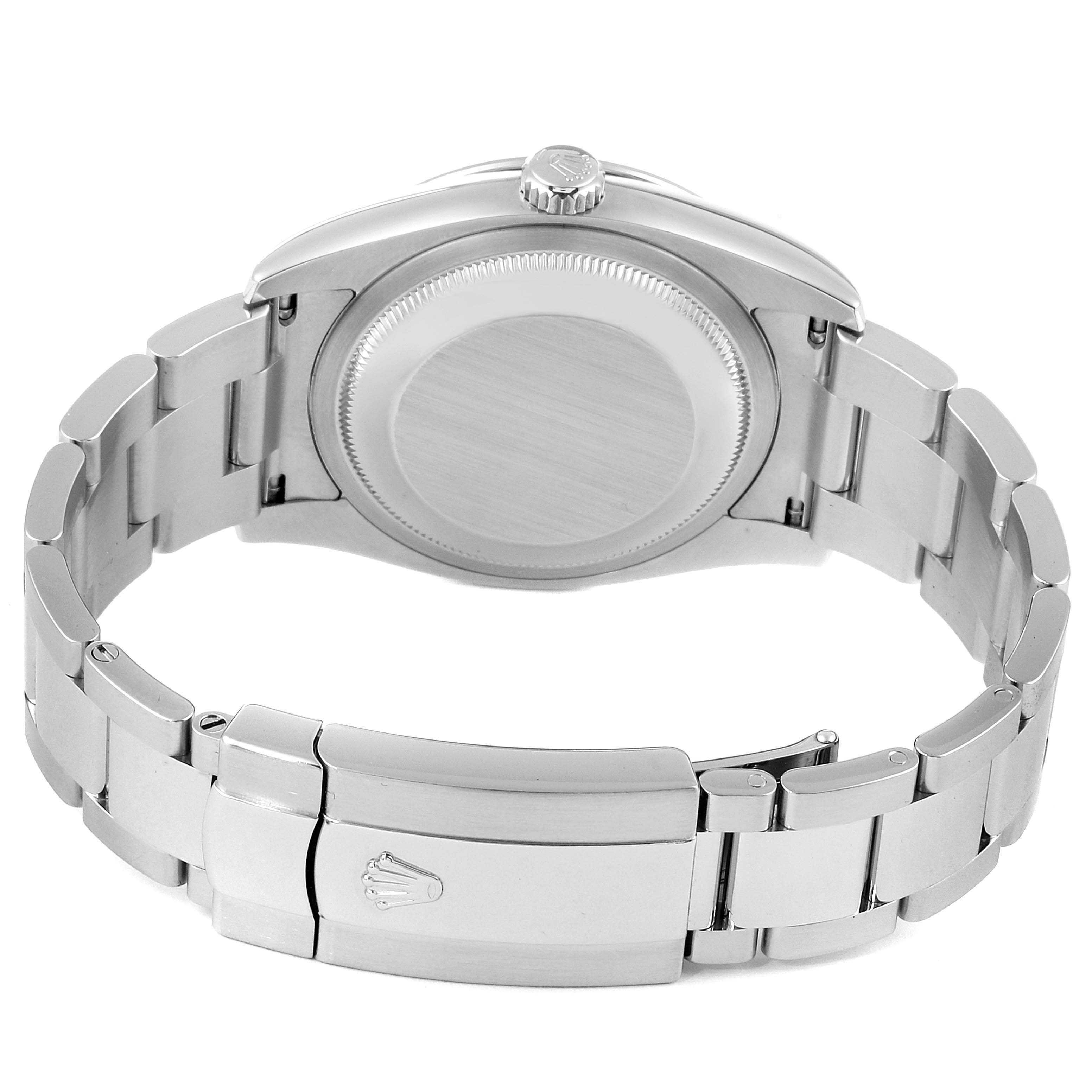 The image shows the back case, crown, and bracelet clasp of a Rolex Turn-o-Graph 116264 Men's Stainless Steel White Dial 116264 Men's Stainless Steel White Dial watch from a rear angle.