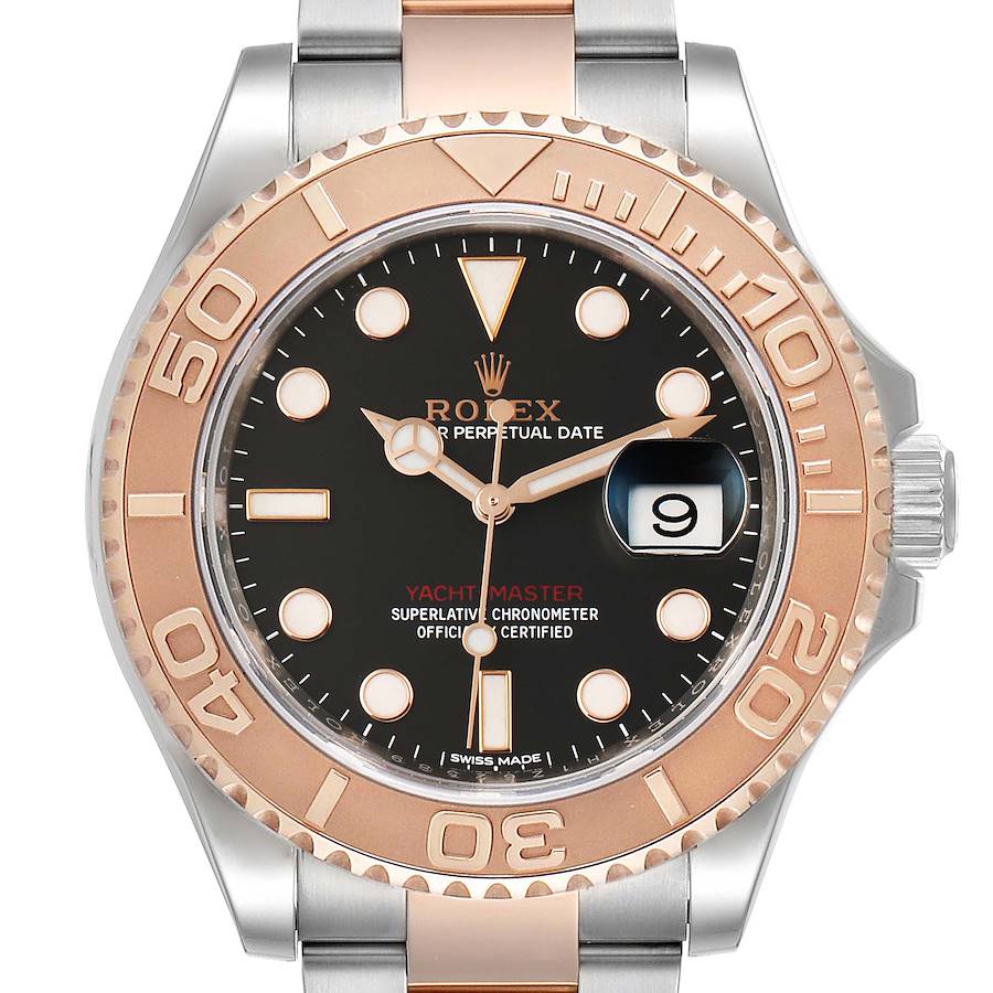 Rolex Yachtmaster 40 Everose Gold Steel Black Dial Mens Watch 116621 Box Card SwissWatchExpo
