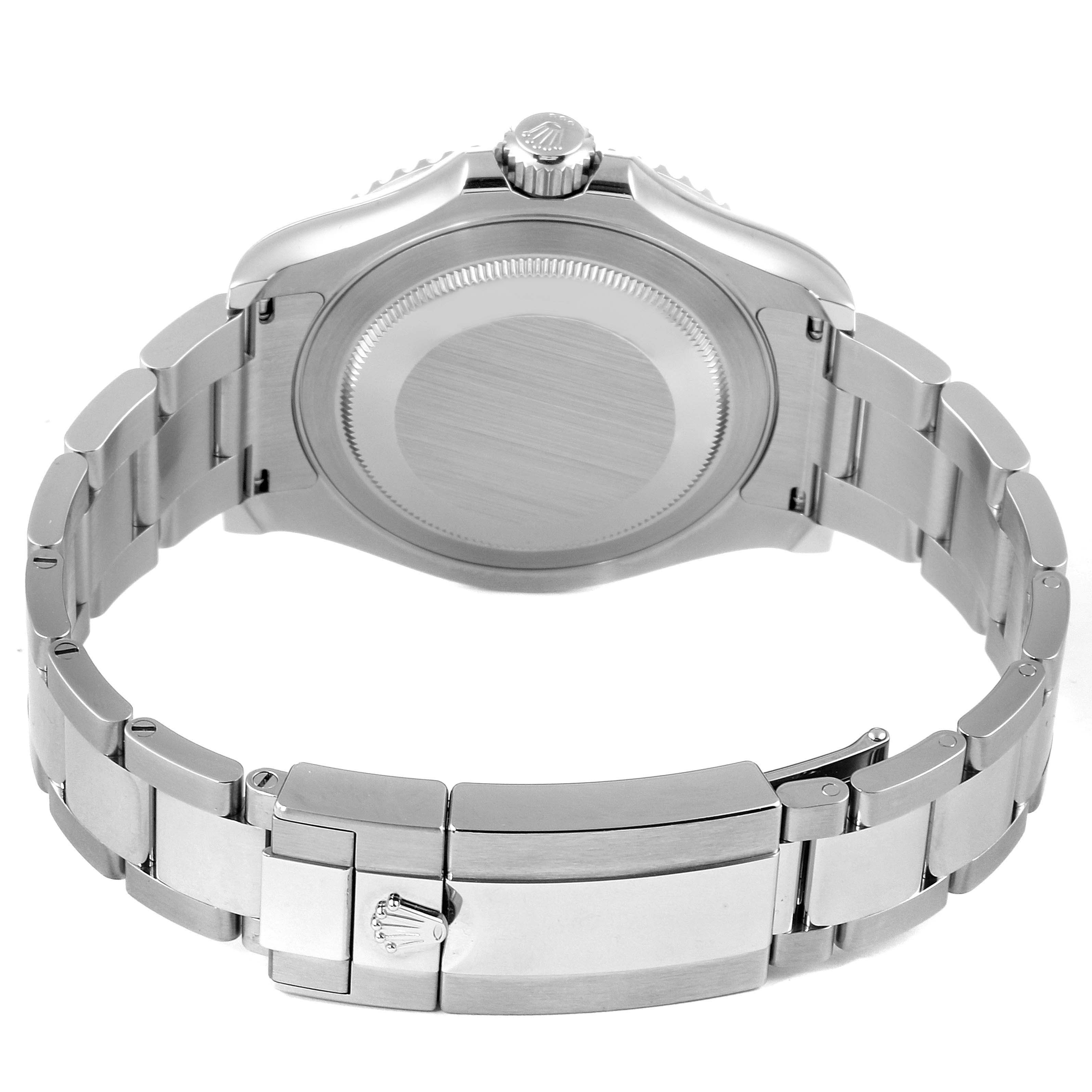 This image shows the back case and the bracelet of the Rolex Yacht-Master 126622 Men's Stainless Steel Blue Dial 126622 Men's Stainless Steel Blue Dial watch from a rear angle.