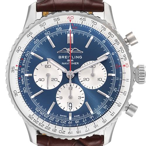 Photo of Breitling Navitimer 01 Blue Dial Steel Mens Watch AB0137 Box Card