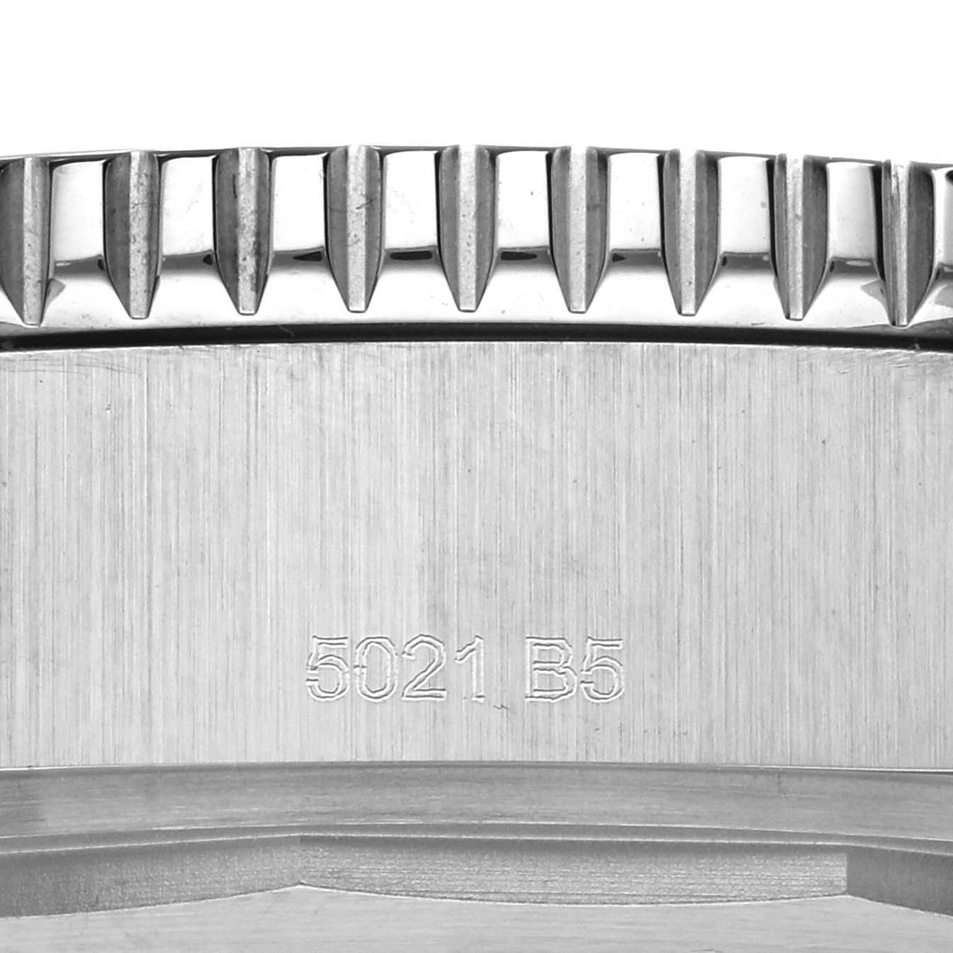 The image shows a close-up of the case back and bezel edge of a Breitling Superocean A17367 Men's Stainless Steel Black Dial A17367 Men's Stainless Steel Black Dial watch, with visible engraving.