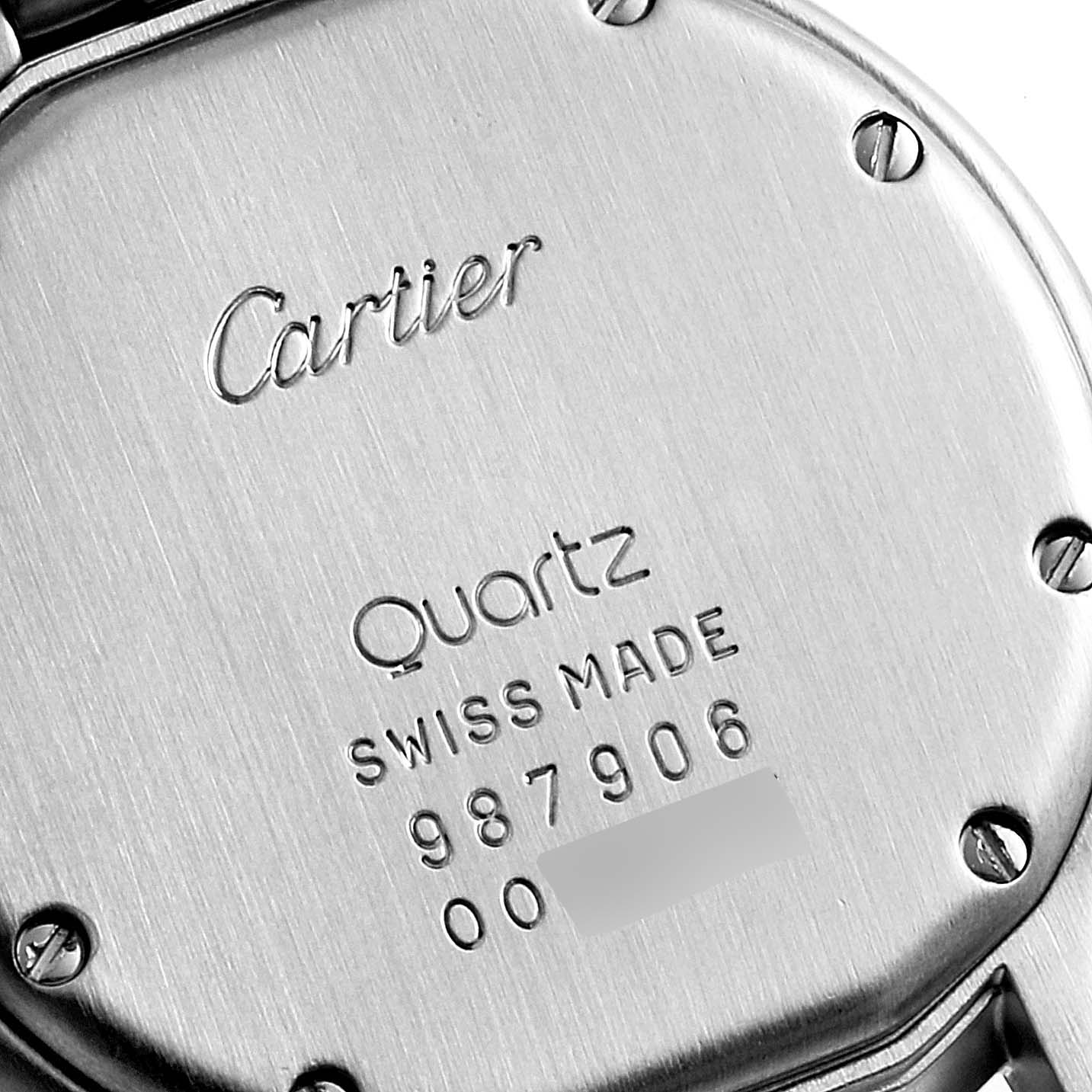 This image shows the back case of a Cartier Panthere 987906 Women's Stainless Steel Silver Dial 987906 Women's Stainless Steel Silver Dial watch.