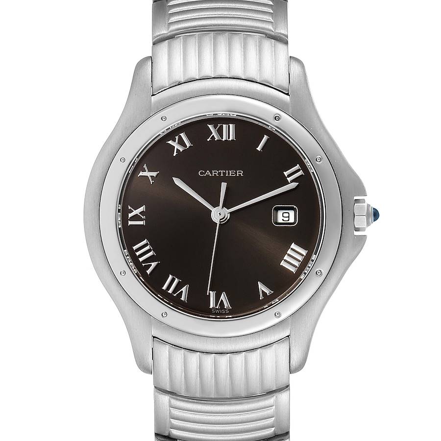 Cartier Santos Ronde Grey Dial Steel Unisex Watch W20027K1 SwissWatchExpo