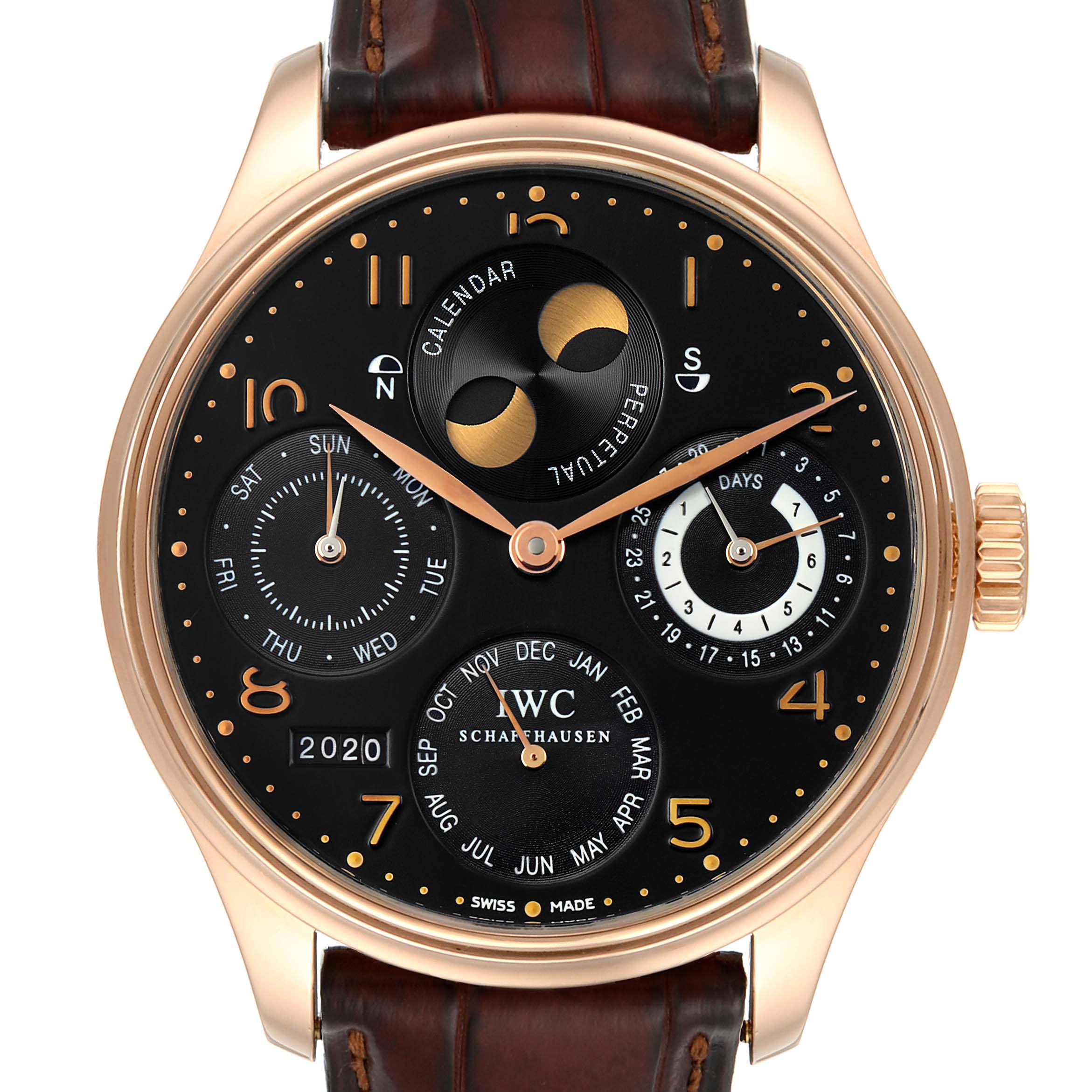 IWC Portuguese Perpetual Calendar Moonphase Rose Gold Mens Watch
