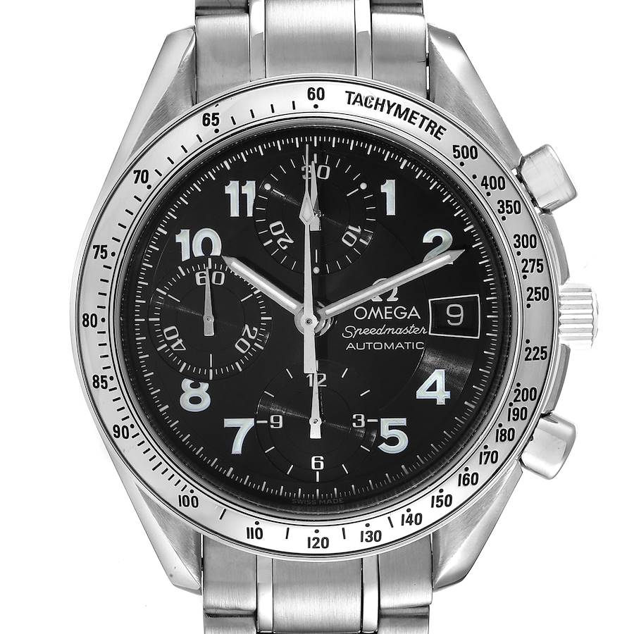 Omega Speedmaster Date Black Arabic Dial Steel Mens Watch 3513.52.00 SwissWatchExpo