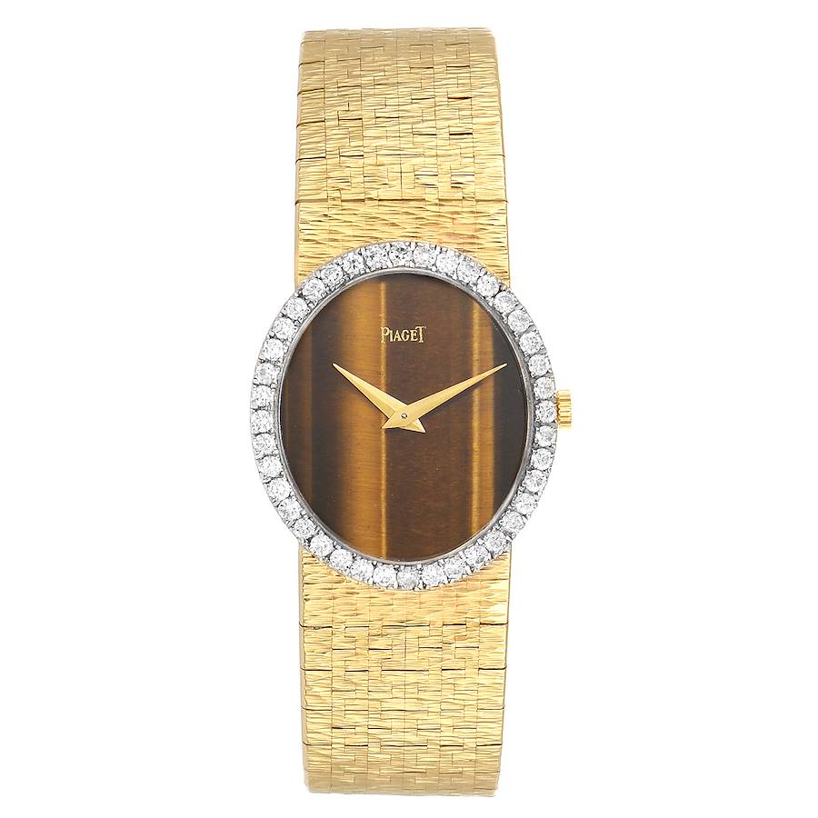 Piaget Yellow Gold Diamond Tiger Eye Vintage Cocktail Ladies Watch