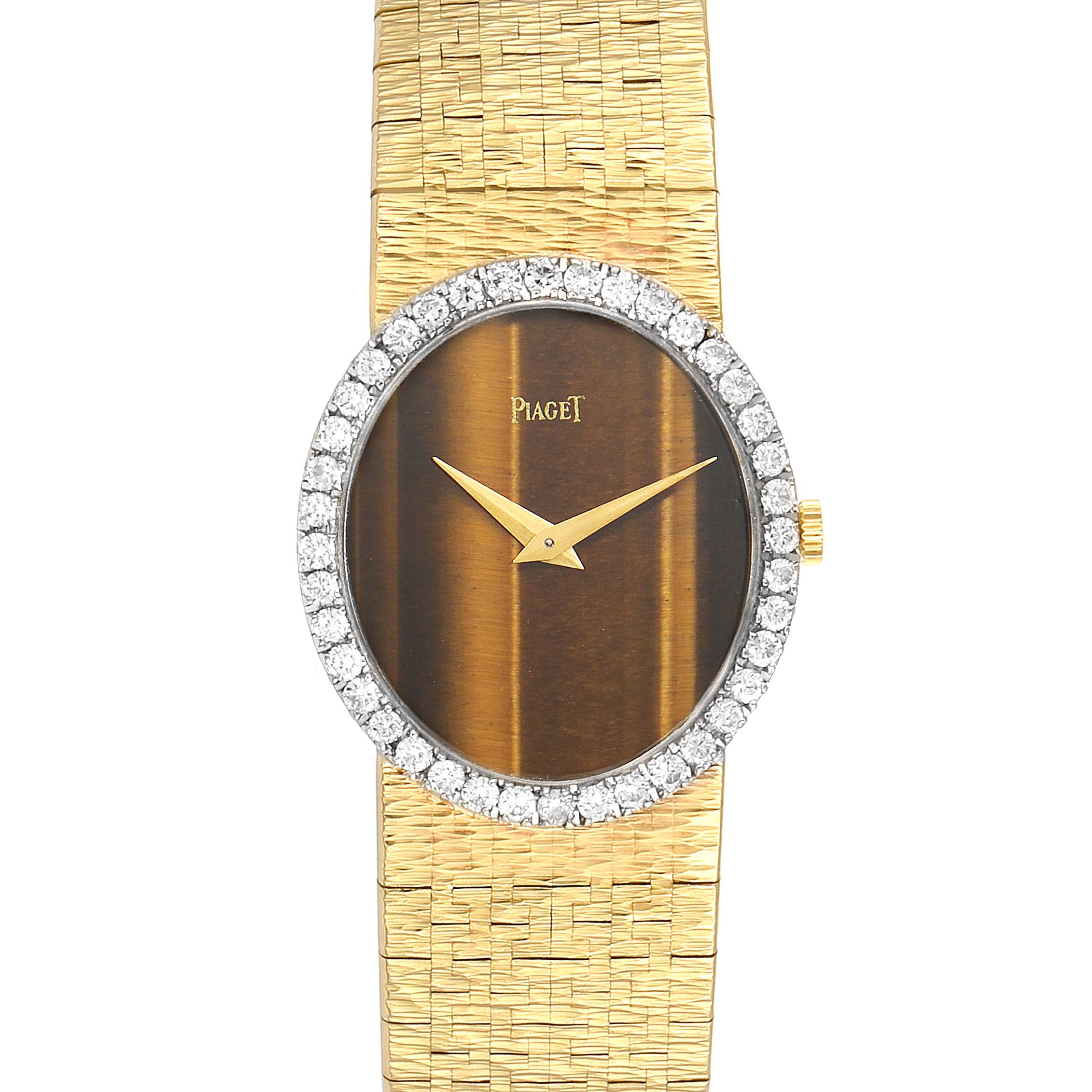 Piaget Yellow Gold Diamond Tiger Eye Vintage Cocktail Ladies Watch