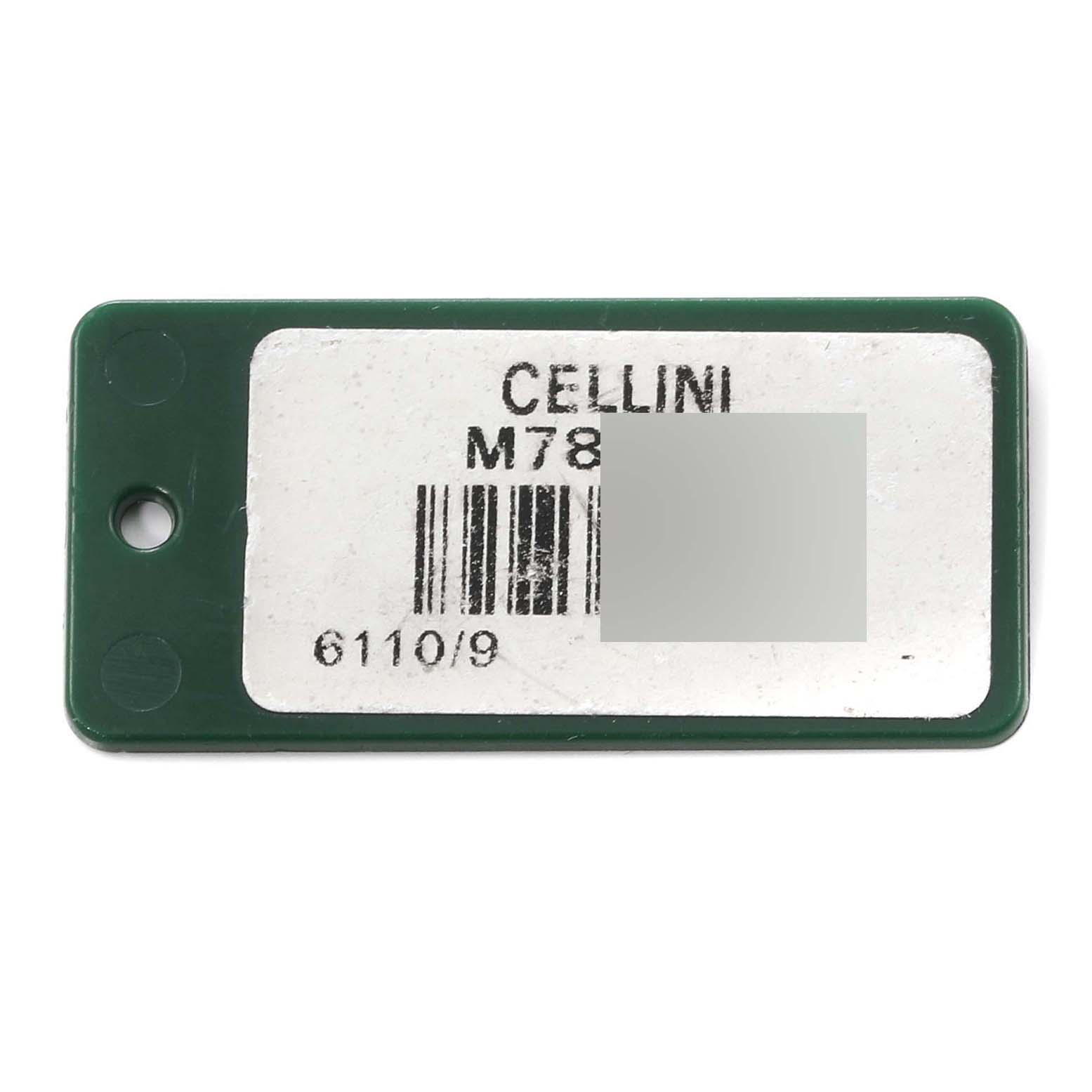 This image shows a tag for the Rolex Cellini 6110/9 Women's White Gold Mother of Pearl Dial 6110/9 Women's White Gold Mother of Pearl Dial, with model information and a bar code visible.