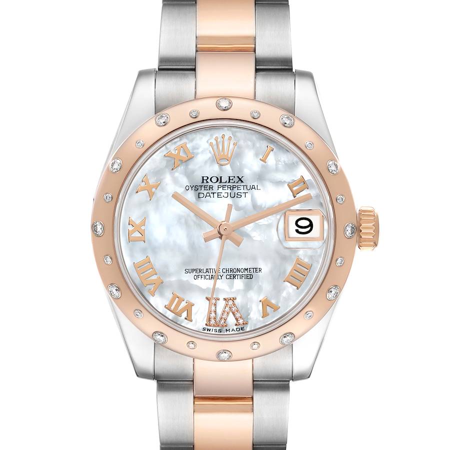 Rolex Datejust 31 Midsize Steel Rose Gold Diamond Ladies Watch 178341 SwissWatchExpo