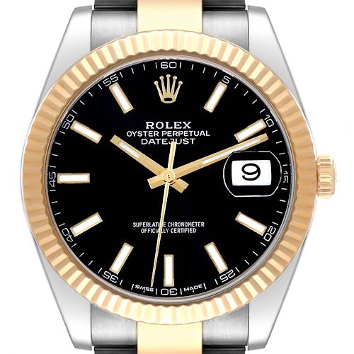 Photo of Rolex Datejust 41 Steel Yellow Gold Black Dial Mens Watch 126333