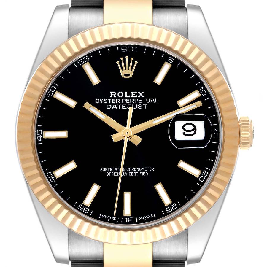 Rolex Datejust 41 Steel Yellow Gold Black Dial Mens Watch 126333 SwissWatchExpo