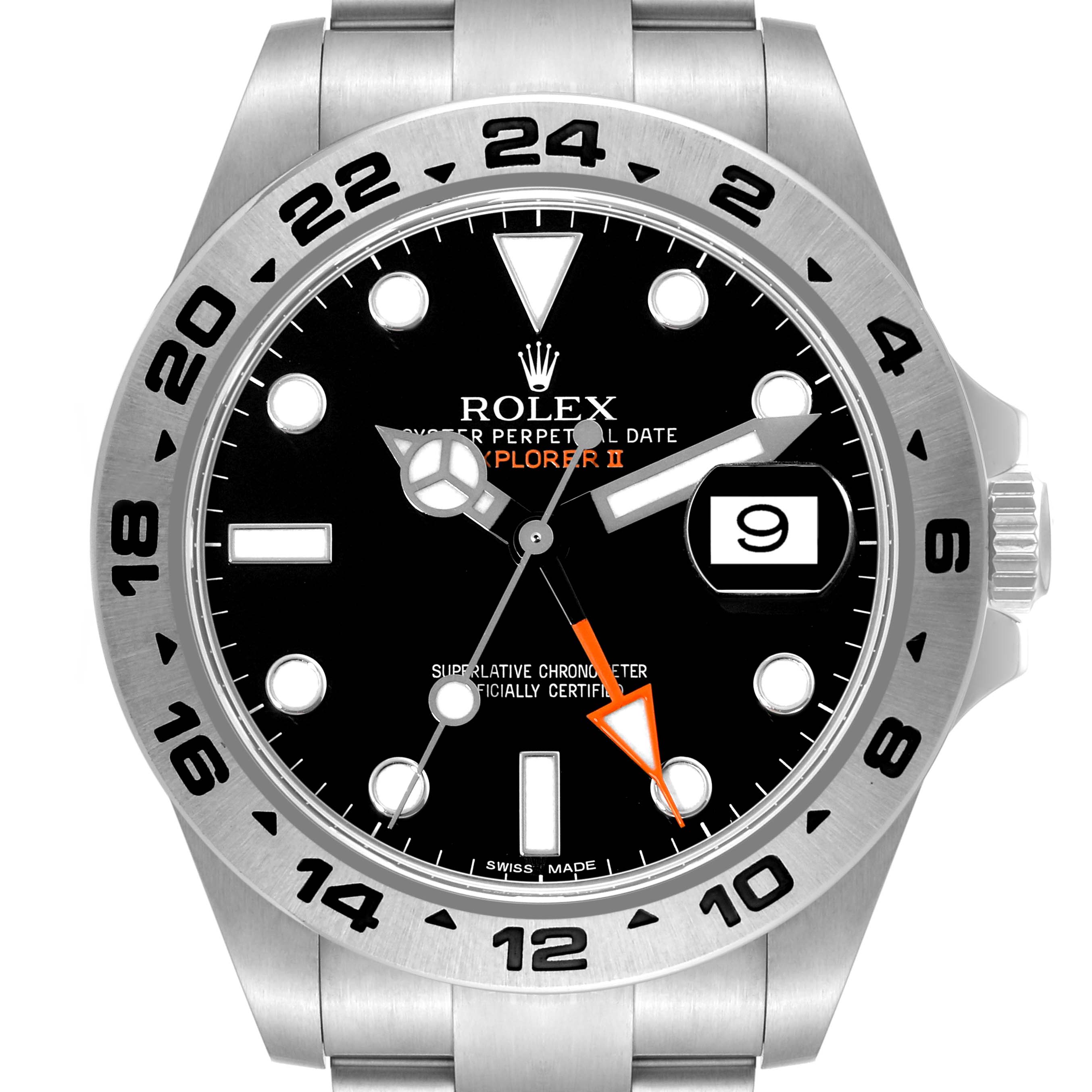 The image shows a close-up front view of the Rolex Explorer 216570 Men's Stainless Steel Black Dial 216570 Men's Stainless Steel Black Dial watch face, including the bezel, dial, hands, and bracelet top.