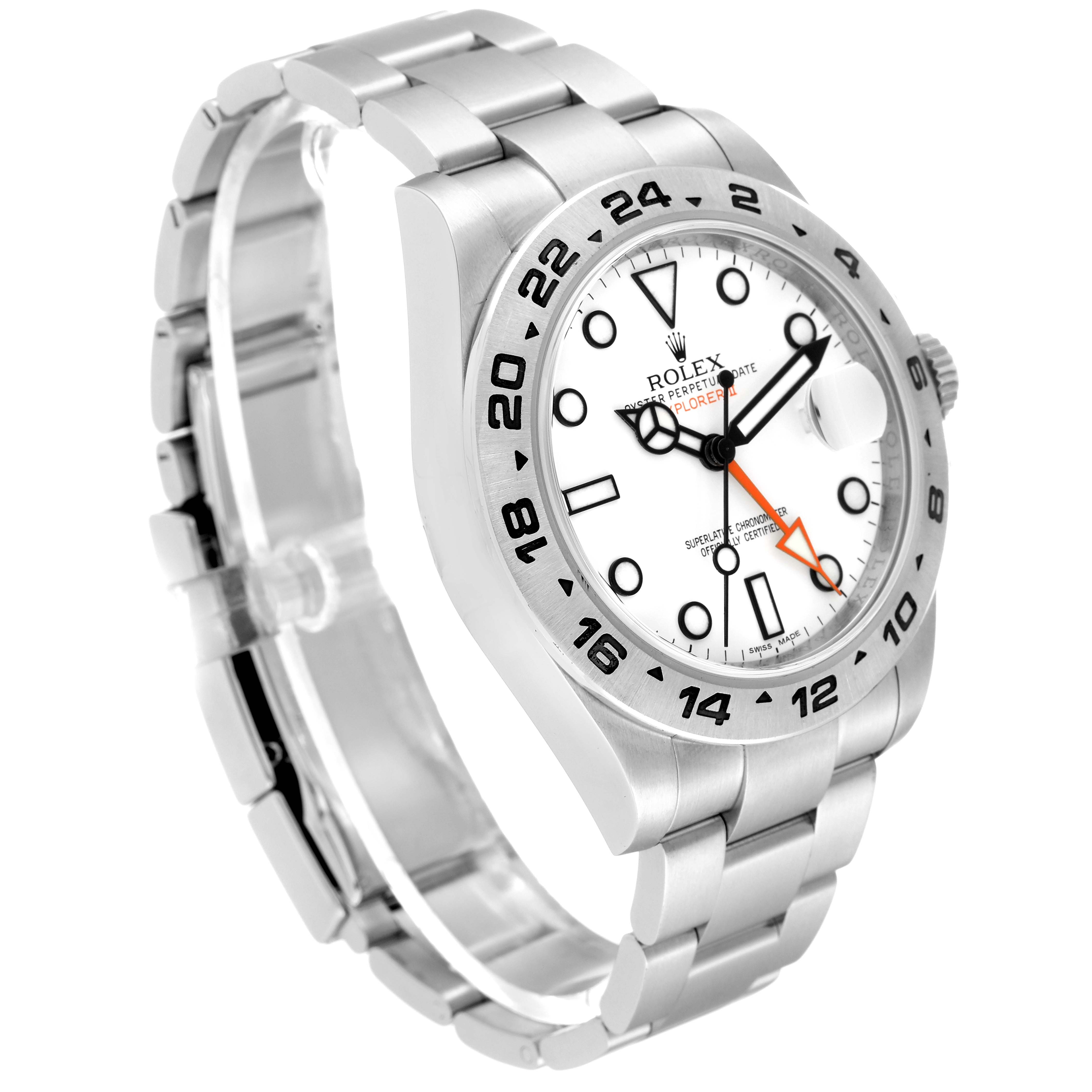 The image shows a Rolex Explorer 216570 Men's Stainless Steel White Dial 216570 Men's Stainless Steel White Dial model watch from a 3/4 angle, highlighting the watch face, bezel, crown, and bracelet.