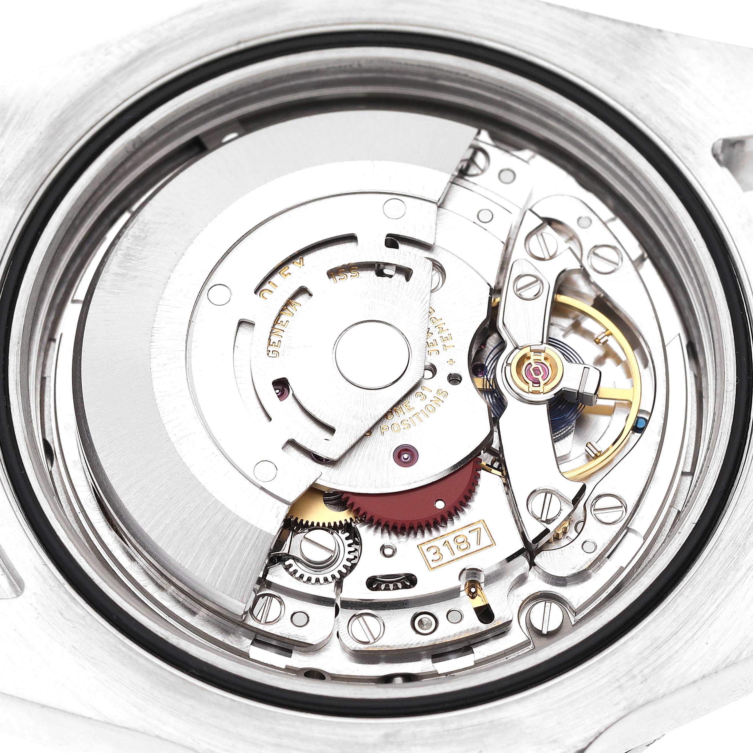 The image shows the internal movement and mechanism of the Rolex Explorer 216570 Men's Stainless Steel White Dial 216570 Men's Stainless Steel White Dial watch model, viewed from the back.