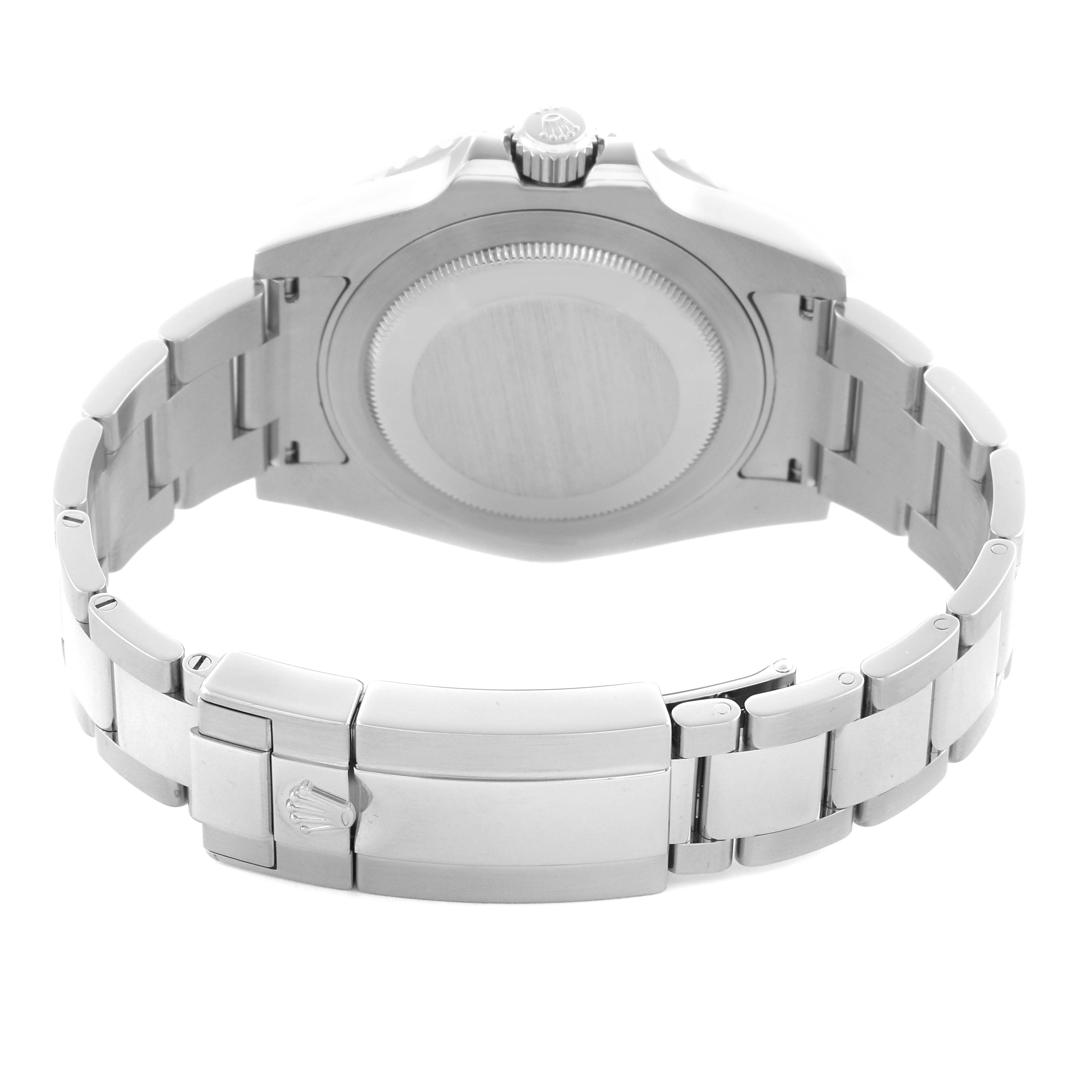 The image shows the back view of a Rolex GMT-Master 116710LN Men
s Stainless Steel Black Dial 116710LN Men
s Stainless Steel Black Dial, highlighting the bracelet and clasp.