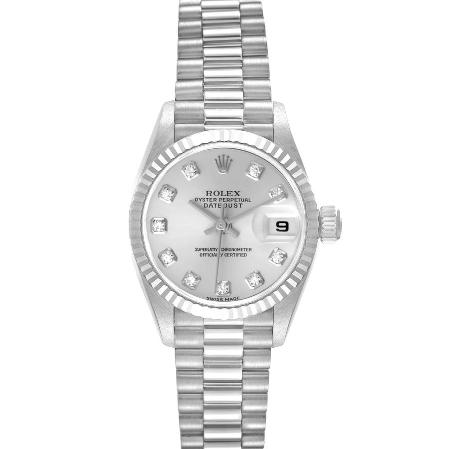 Rolex President Ladies White Gold Silver Diamond Dial Ladies Watch 79179 SwissWatchExpo