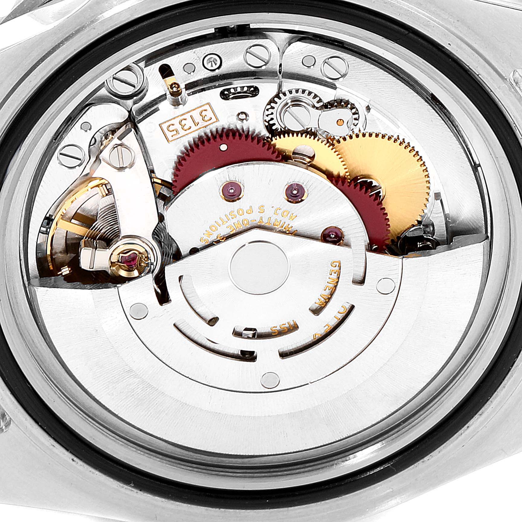 This image shows the inner mechanism of a Rolex Submariner 16610 Men
s Stainless Steel Black Dial 16610 Men
s Stainless Steel Black Dial watch, viewed from the back.