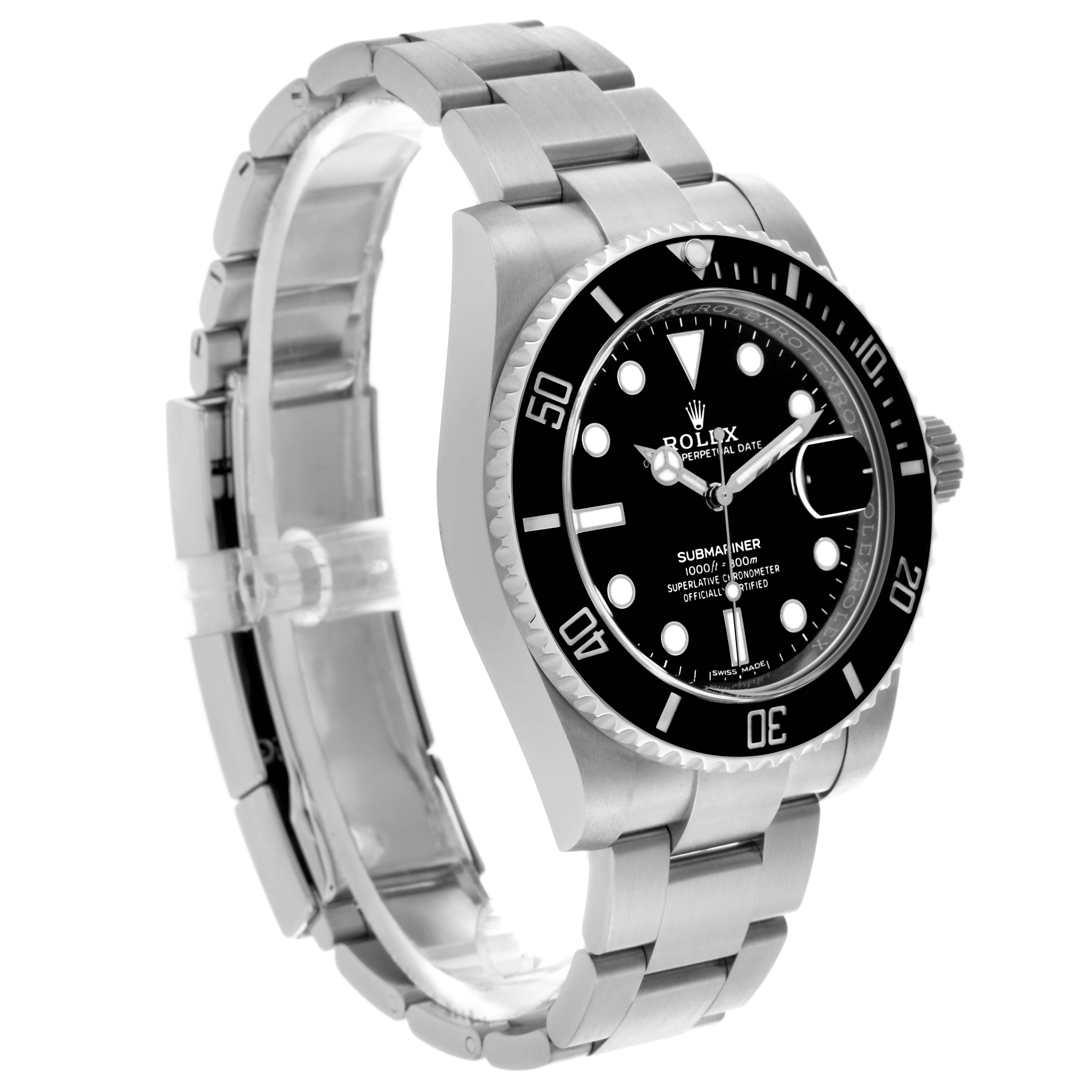 The Rolex Submariner 116610LN Men's Stainless Steel Black Dial 116610LN Men's Stainless Steel Black Dial is shown at a three-quarter angle, displaying the face, bezel, crown, and bracelet.
