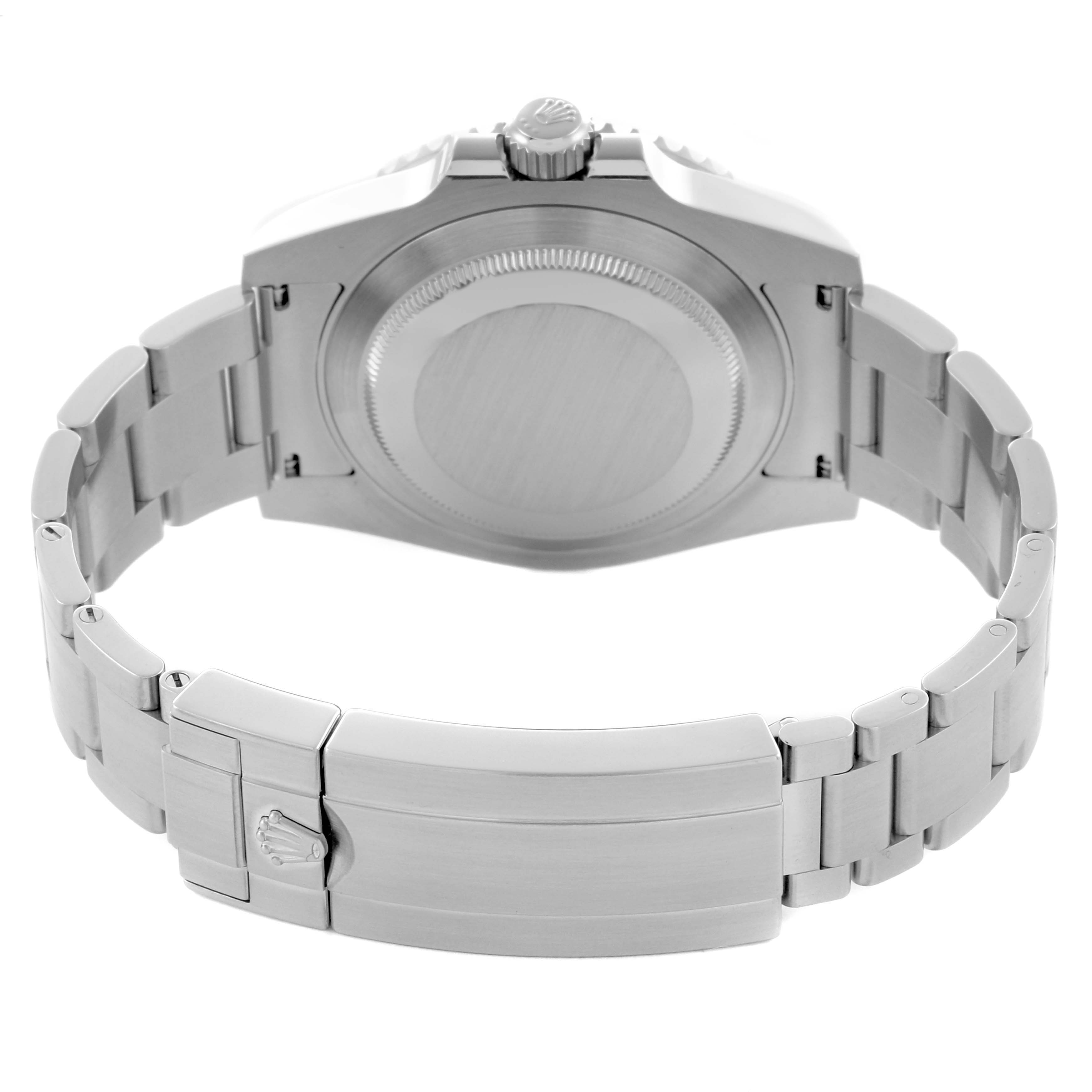 The image shows the back view of a Rolex Submariner 116610LN Men's Stainless Steel Black Dial 116610LN Men's Stainless Steel Black Dial watch, highlighting the case back and bracelet with clasp.