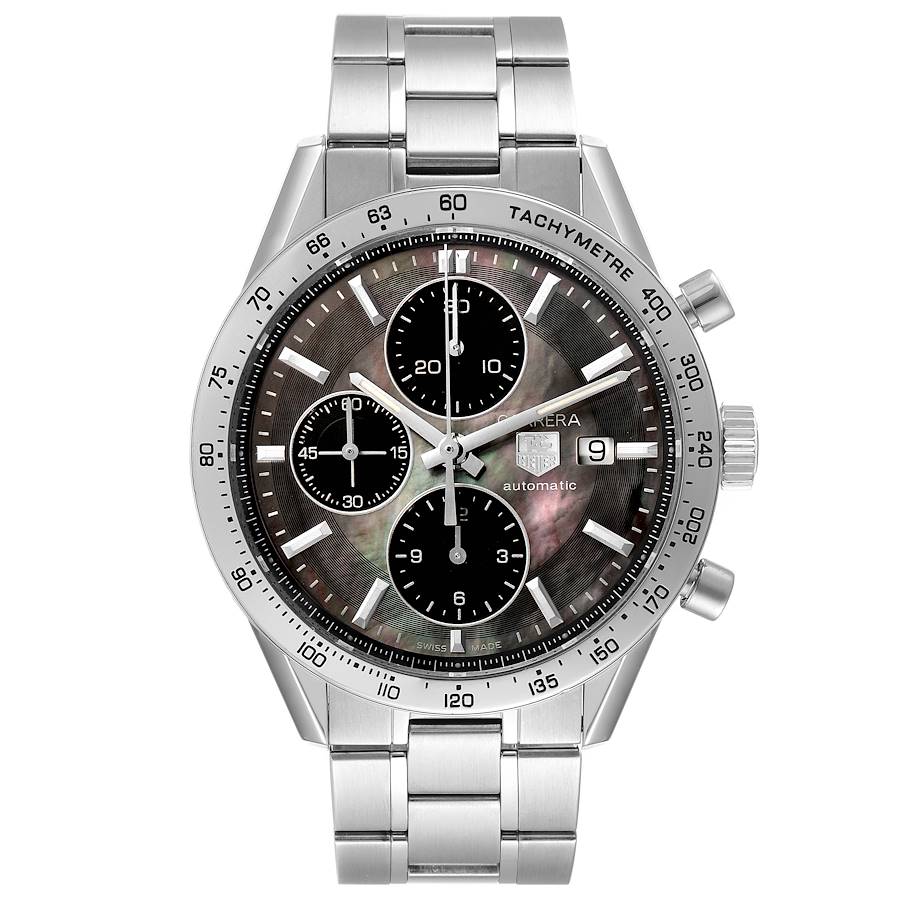 Tag Heuer Carrera Steel MOP Dial Chronograph Mens Watch CV201P Box Card SwissWatchExpo