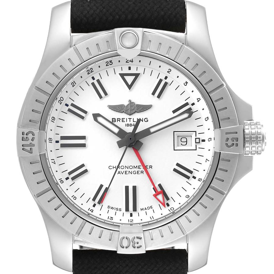 Breitling Chronomat GMT White Dial Steel Mens Watch A32397 Box Card SwissWatchExpo
