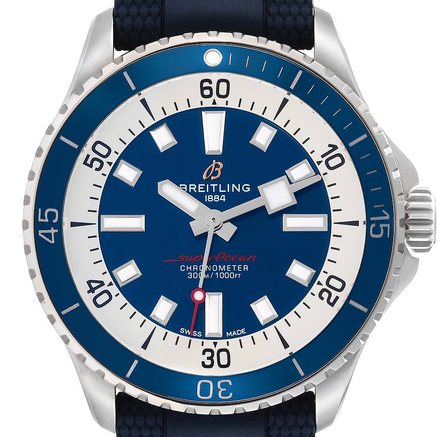 Breitling Superocean 42 Blue Dial Steel Mens Watch A17375 Box Card SwissWatchExpo