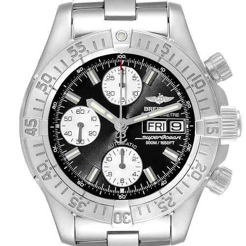 Photo of Breitling Superocean Black Dial Chronograph Steel Mens Watch A13340 Papers