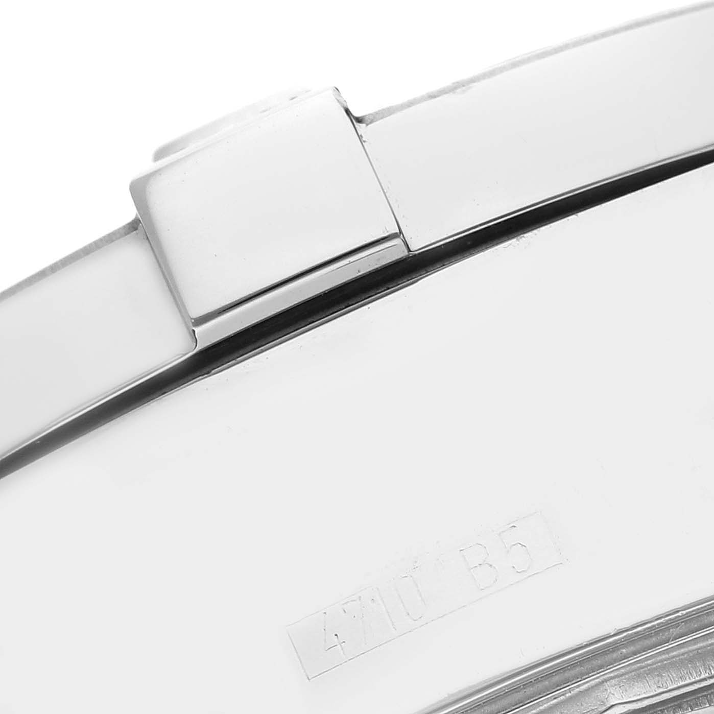 This close-up image shows part of the clasp of a Breitling Superocean A13340 Men's Stainless Steel Black Dial A13340 Men's Stainless Steel Black Dial watch.