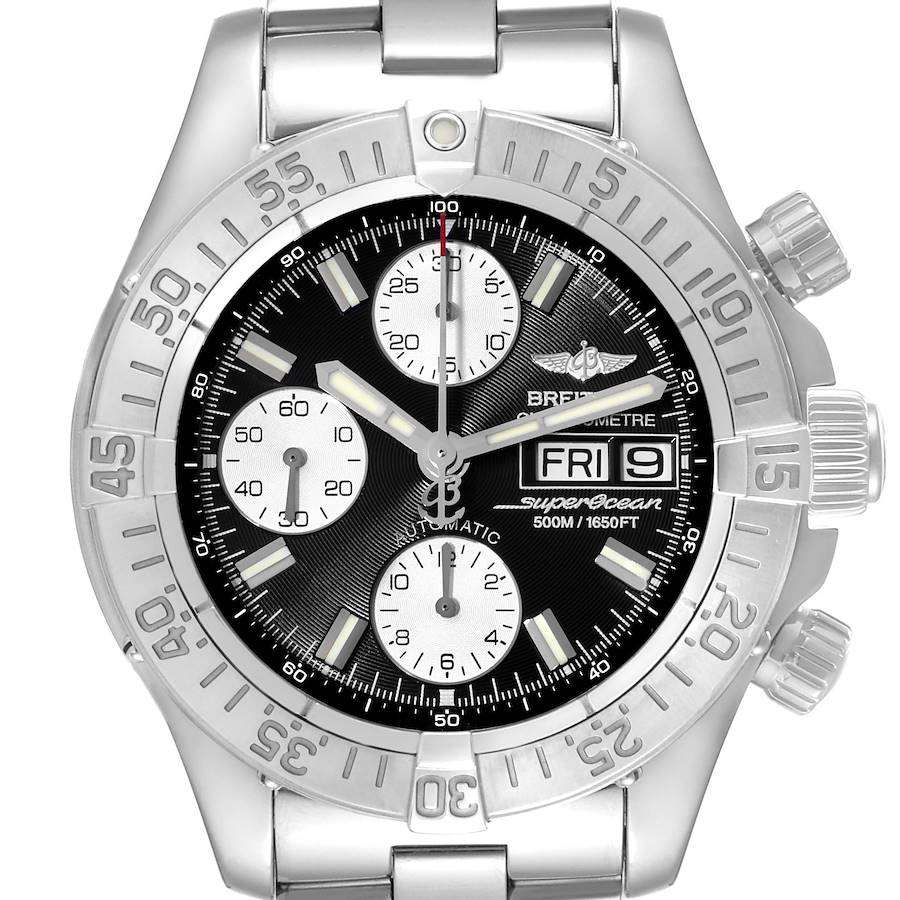Breitling Superocean Black Dial Chronograph Steel Mens Watch A13340 Papers SwissWatchExpo