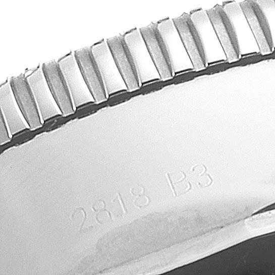 This image shows a close-up of the bezel and serial number engraving on the Breitling Superocean AB016216 Men's Stainless Steel Blue Dial AB016216 Men's Stainless Steel Blue Dial watch.