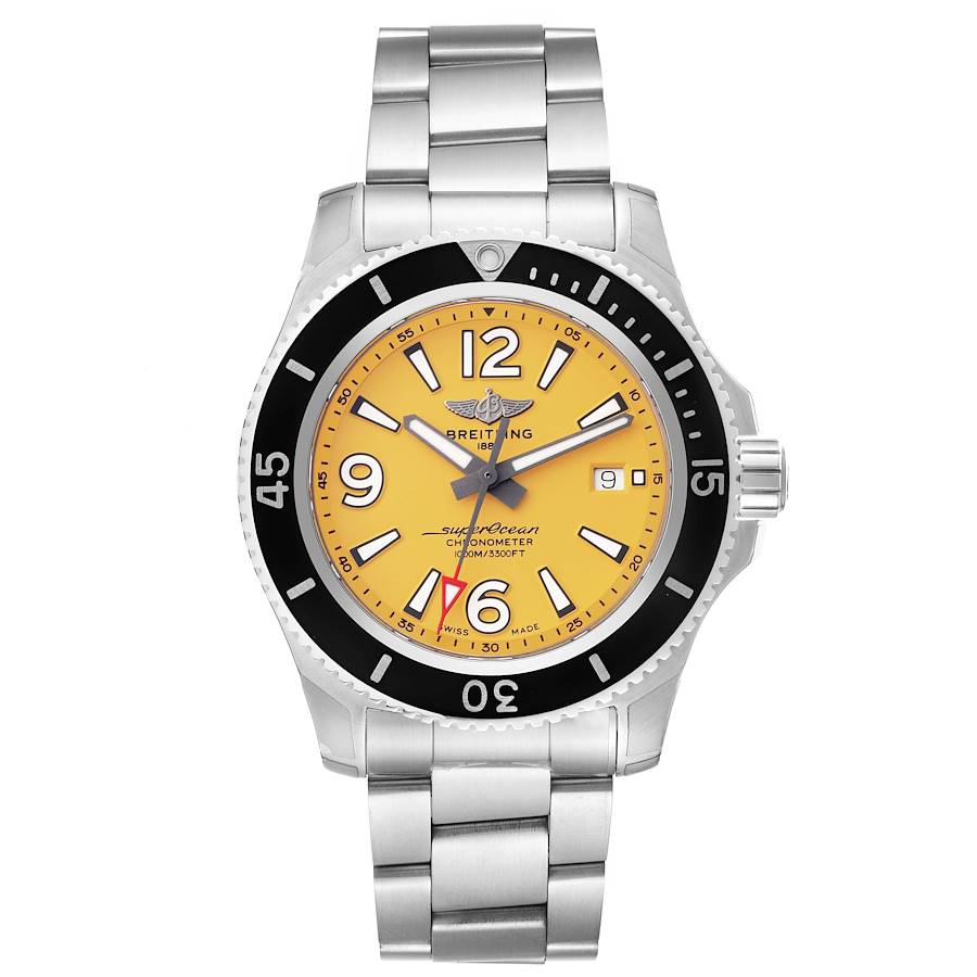 Breitling Superocean II Yellow Dial Steel Mens Watch A17367 Unworn