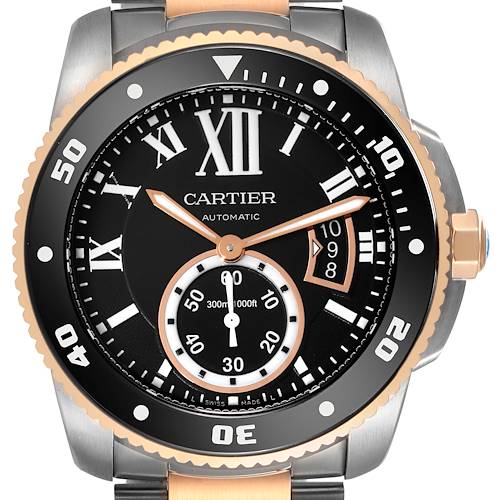 Photo of Cartier Calibre Diver Steel Rose Gold Black Dial Mens Watch W7100054