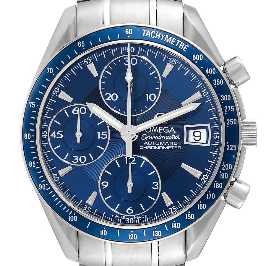 Omega Speedmaster Blue Dial Chronograph Steel Mens Watch 3212.80.00 Box Card SwissWatchExpo