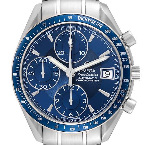 Photo of Omega Speedmaster Blue Dial Chronograph Steel Mens Watch 3212.80.00 Box Card