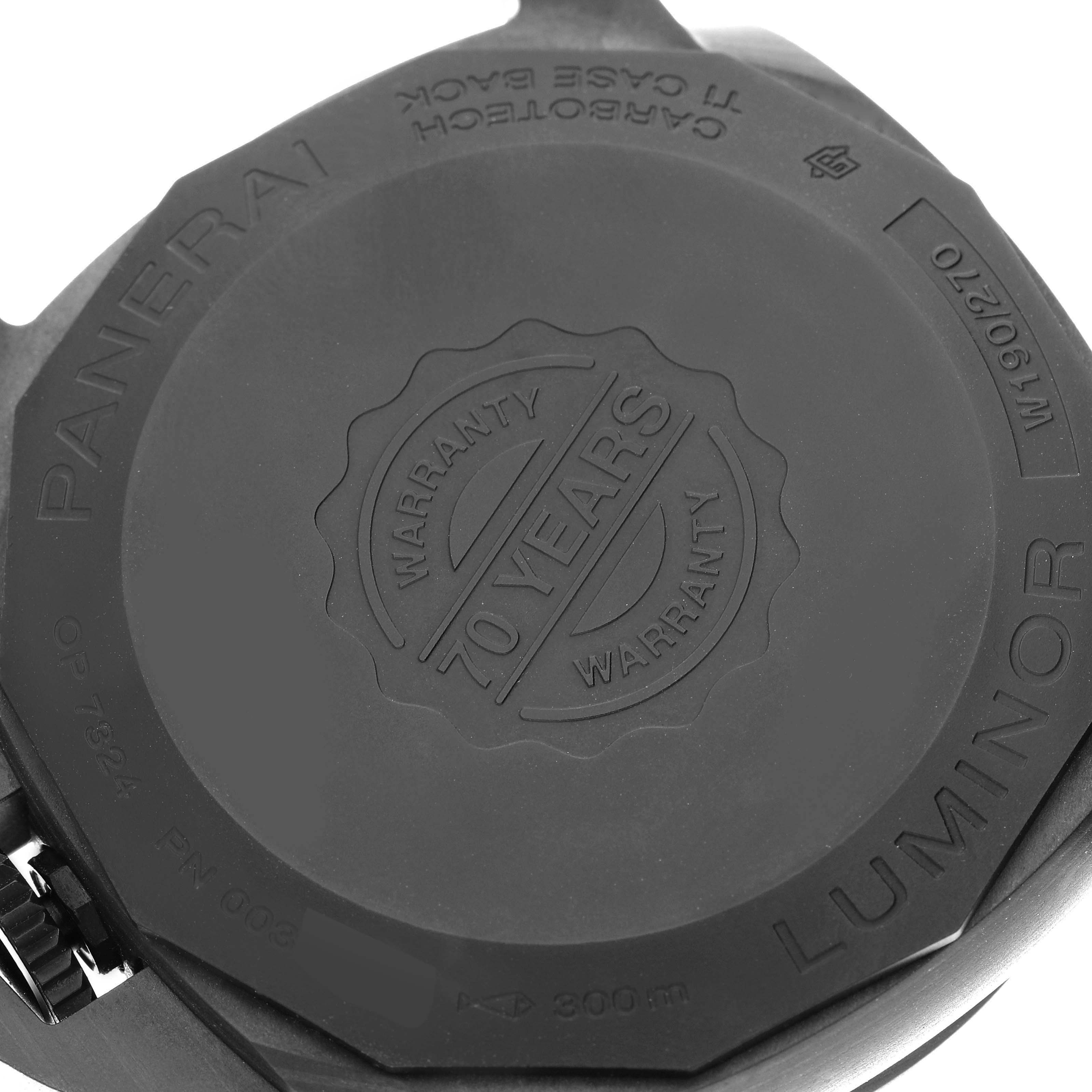 The image shows the back case of the Panerai Luminor PAM01118 Men's Titanium Black Dial PAM01118 Men's Titanium Black Dial watch at a straight angle.