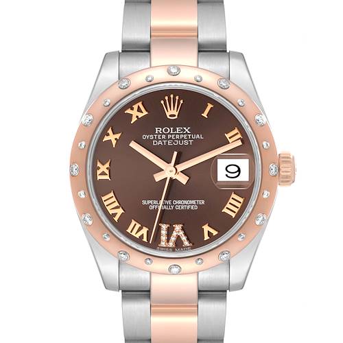 Photo of Rolex Datejust Midsize Steel Rose Gold Diamond Ladies Watch 178341 Box Card