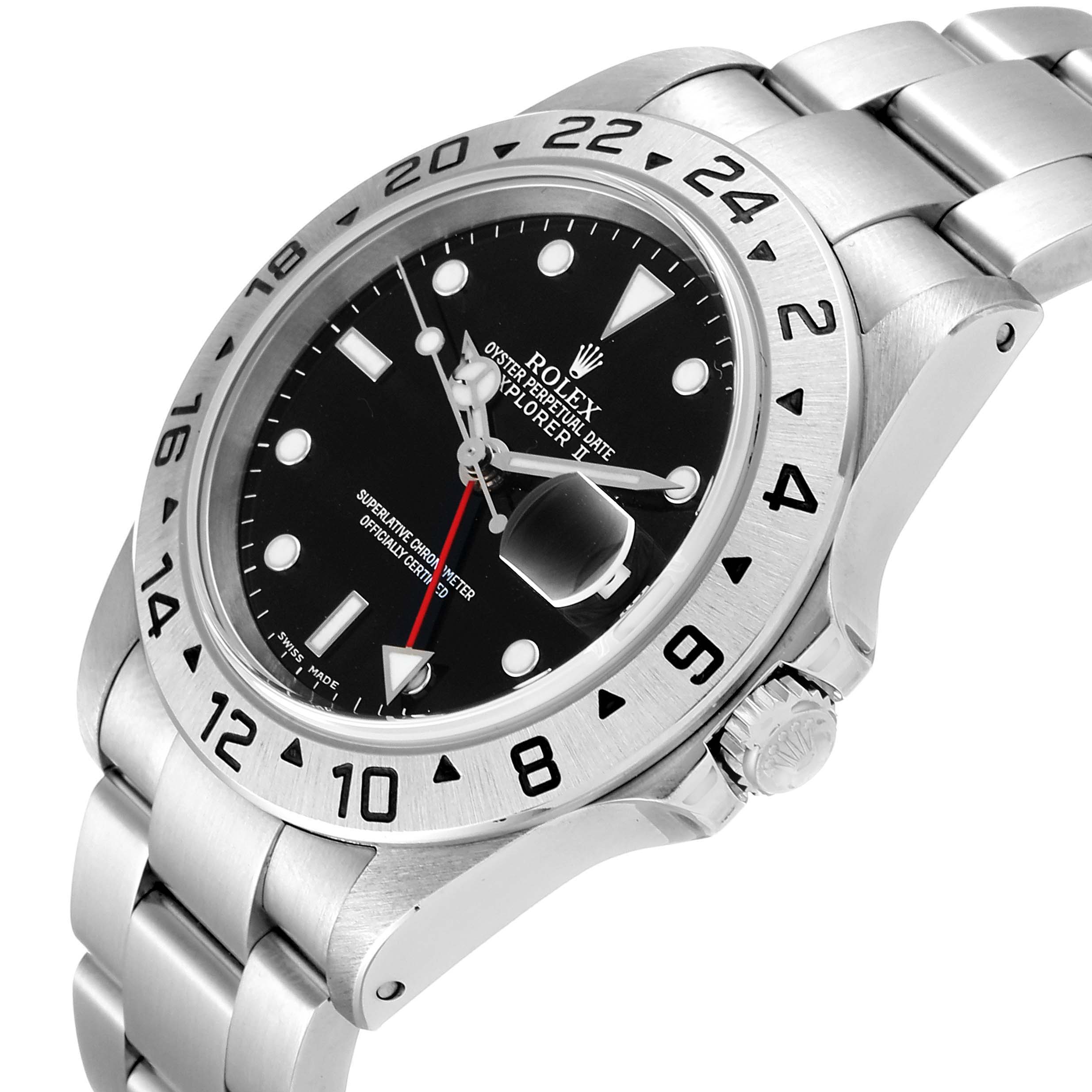 The image shows a Rolex Explorer 16570 Men
s Stainless Steel Black Dial 16570 Men
s Stainless Steel Black Dial model watch from an angled view, highlighting its face, bezel, crown, and part of the bracelet.