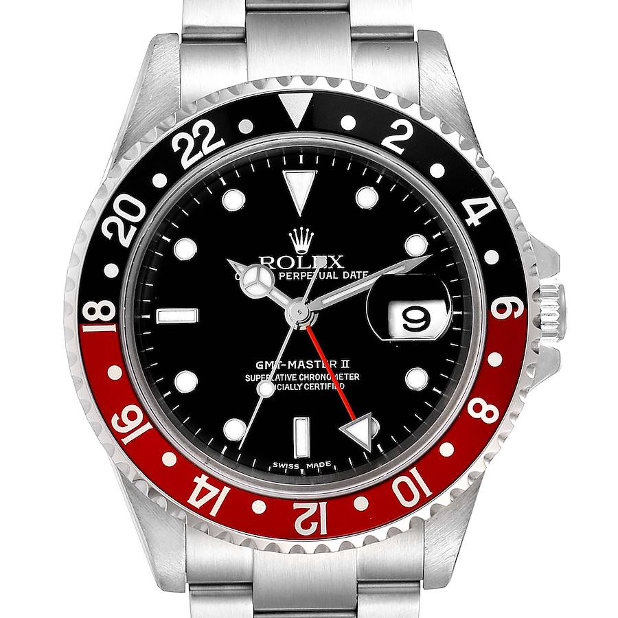 Rolex GMT Master II Black Red Coke Bezel Mens Watch 16710 Box SwissWatchExpo