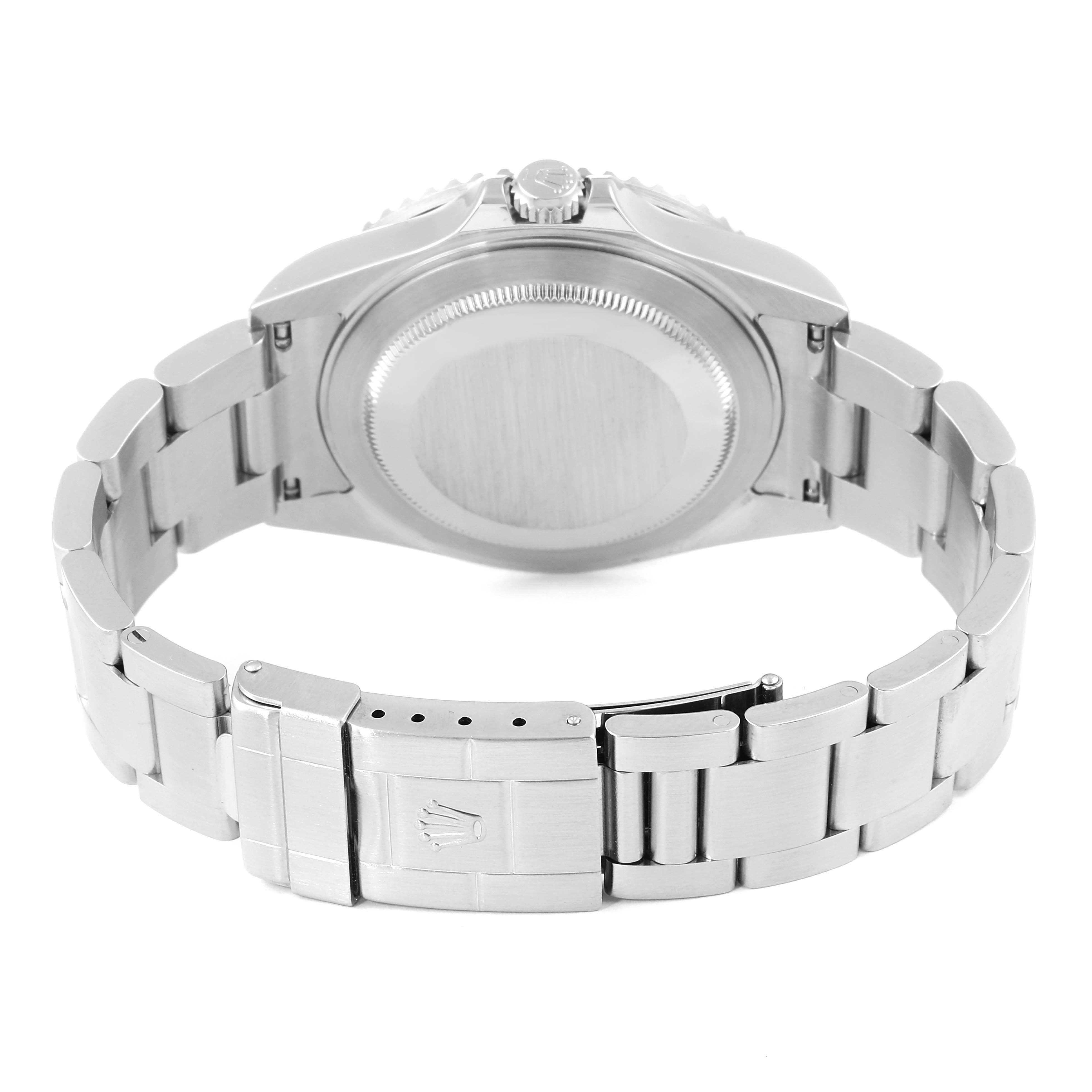 The image shows the back view of a Rolex GMT-Master 16710 Men's Stainless Steel Black Dial 16710 Men's Stainless Steel Black Dial watch, highlighting the case back, bracelet, and clasp.