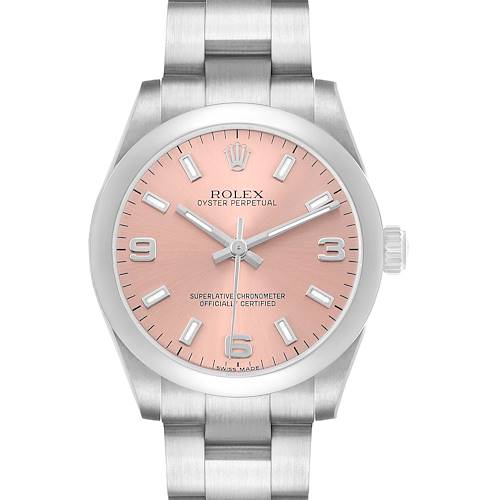 Photo of Rolex Oyster Perpetual 31 Midsize Steel Salmon Dial Ladies Watch 177200 Card