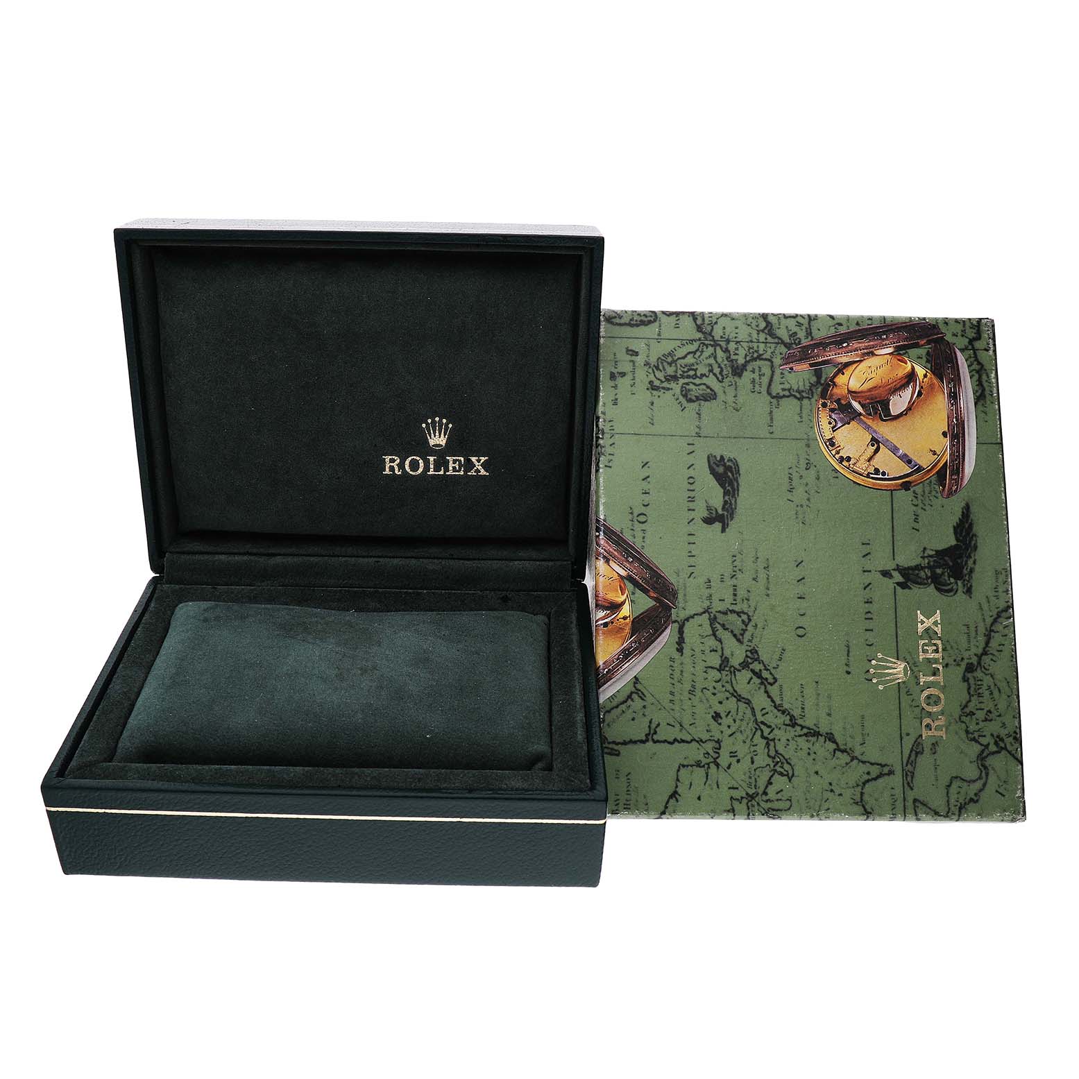 The image shows a Rolex Oyster Perpetual 67480 Women's Stainless Steel Pink Dial watch box and its cover from a front angle.