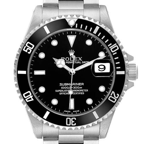 Photo of Rolex Submariner Date Steel Black Dial Bezel Mens Watch 16610