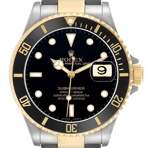 Photo of Rolex Submariner Steel Yellow Gold Black Dial Mens Watch 16613