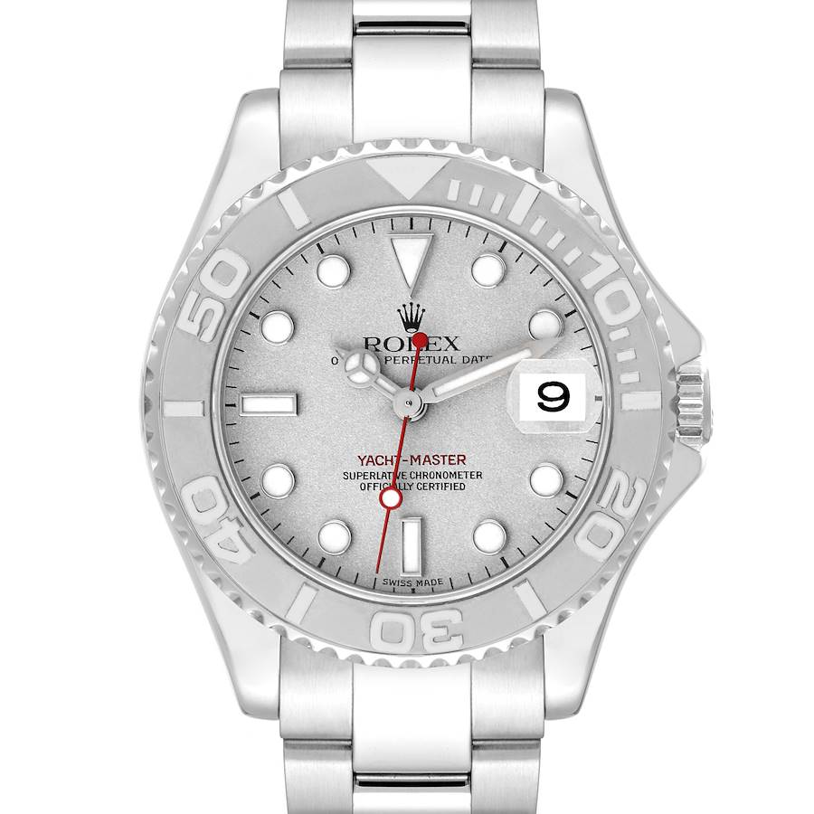 Rolex Yachtmaster 35 Midsize Steel Platinum Mens Watch 168622 SwissWatchExpo