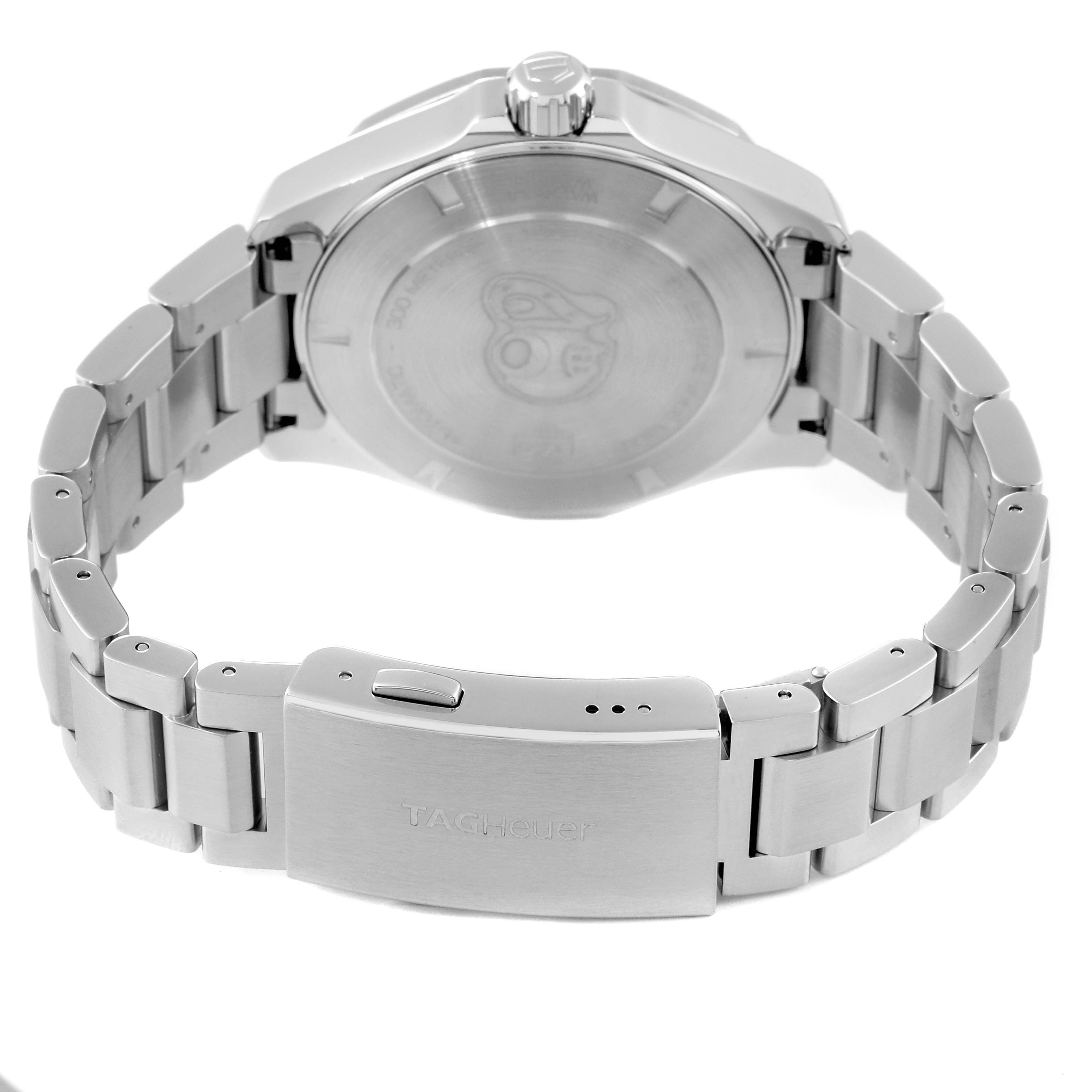 The image shows a rear view of a Tag Heuer Aquaracer WAY2013.BA0927 Men's Stainless Steel White Dial WAY2013.BA0927 Men's Stainless Steel White Dial watch, highlighting the clasp and bracelet.