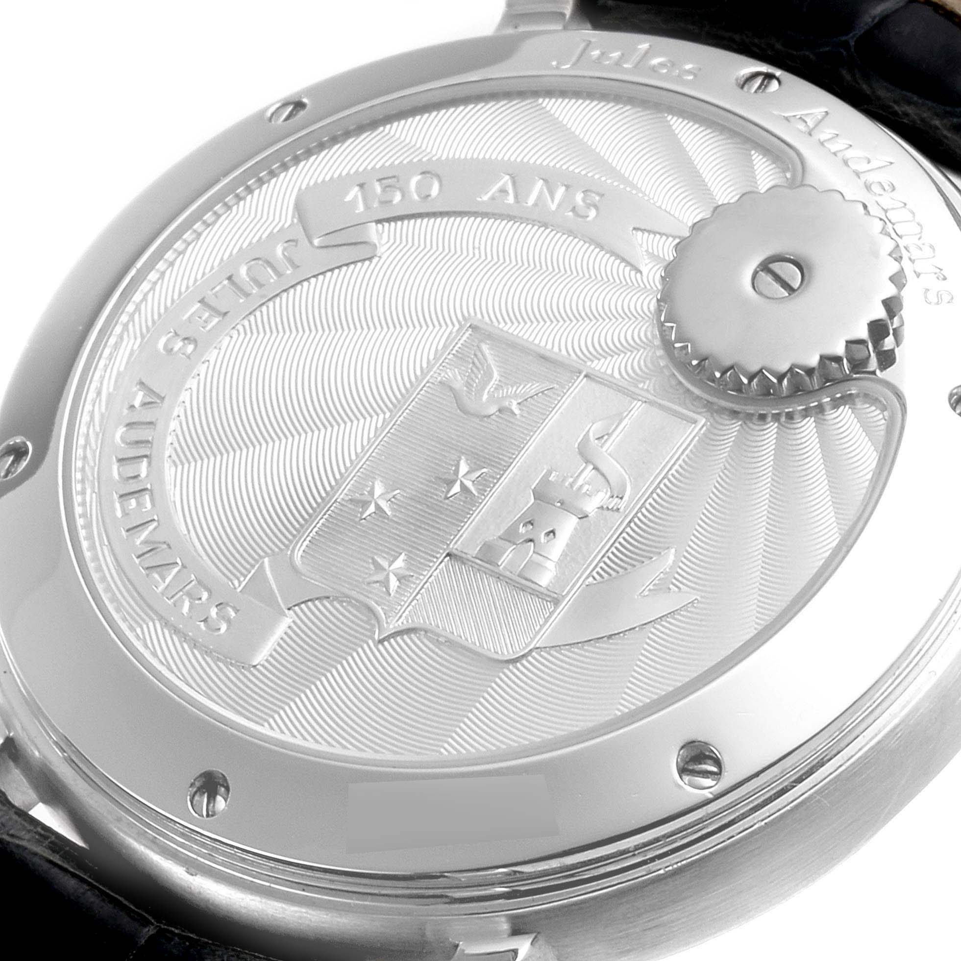 The image shows the engraved case back of the Jules model watch by Audemars Piguet, viewed from the rear.