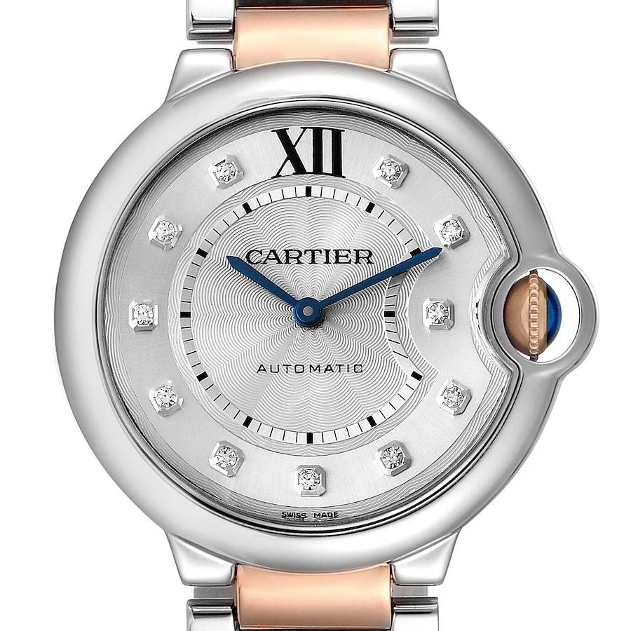 Cartier Ballon Bleu Midsize 36 Steel Rose Gold Diamond Ladies Watch WE902031 SwissWatchExpo